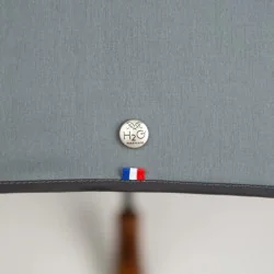 Grey walking umbrella with black trim, detail