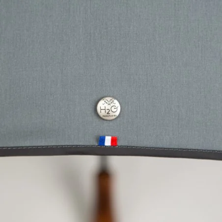 Grey walking umbrella with black trim, detail