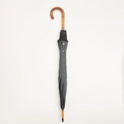 Parapluie Canne Gris gansé de noir, fermé