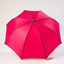 Parapluie Canne rose gansé de gris, ouvert