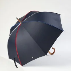 French-style navy blue walking umbrella with side opening