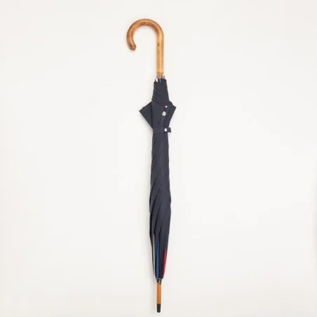 Parapluie Canne Bleu Marine gansé Français, fermé