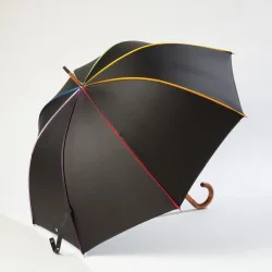 Parapluie Canne Noir gansé Multicolore, ouvert de coté