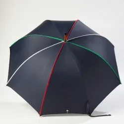 Parapluie Canne Bleu Marine gansé Italien, ouvert