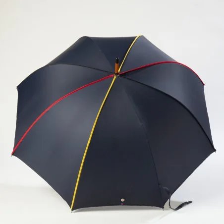 Parapluie Canne Bleu Marine gansé Allemand, ouvert