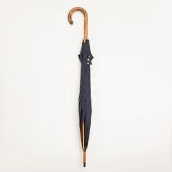 Parapluie Canne Bleu Marine gansé Belge, fermé