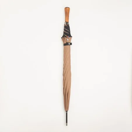 Parapluie automatique marron, fermé