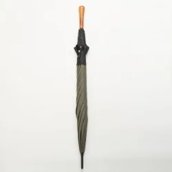 Khaki golf umbrella, closed