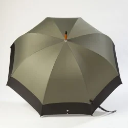 Large khaki umbrella, open