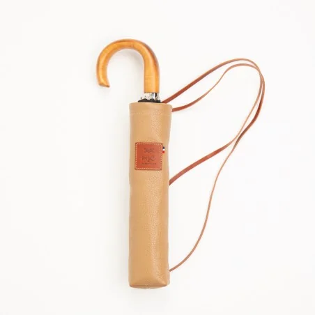 Parapluie pliant dans le fourreau en cuir desierto et whisky