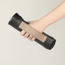 Fourreau en cuir noir et taupe pour parapluie mini