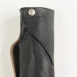 Black and taupe leather case for mini umbrella