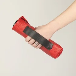 Fourreau en cuir pomodorro et noir pour parapluie mini