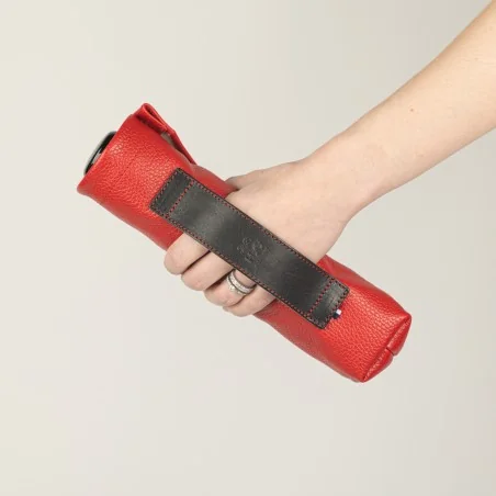 Fourreau en cuir pomodorro et noir pour parapluie mini