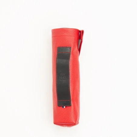 Lederhülle aus Pomodorro und schwarzem Leder für Mini-Regenschirm