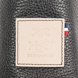 Logo H2o Regenschirme auf der Lederscheide Schwarz und Taupe