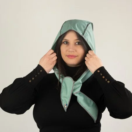 Emerald rain hood with grey...