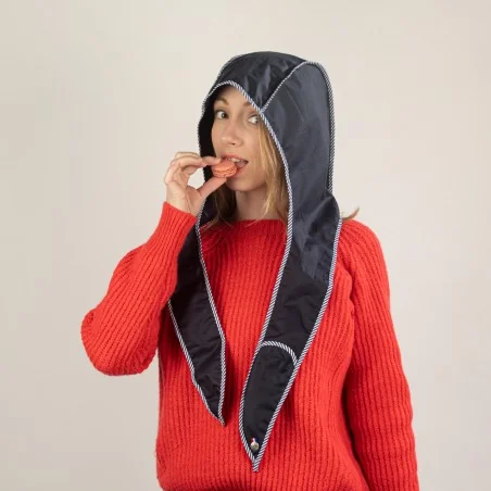 Navy blue rain hood with...