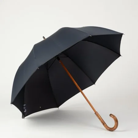 Parapluie Canne Bleu Marine, ouvert de face