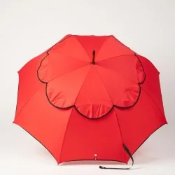 Parapluie anti retournement Rouge biais noir, ouvert