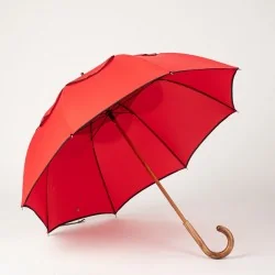 Windproof-Stockschirm Rot mit schwarzer Einfassung, vorne offen