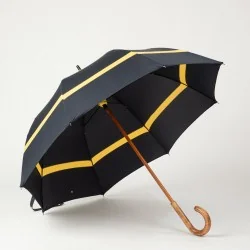 Parapluie canne Bleu marine et Jaune, ouvert de coté
