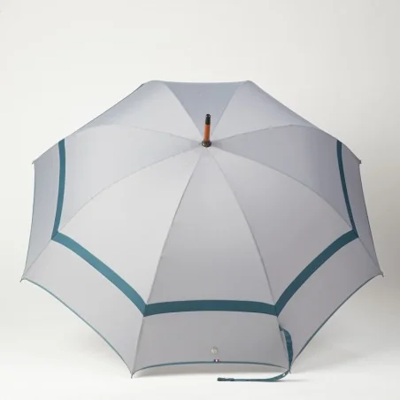 Parapluie canne Gris et Bleu, ouvert