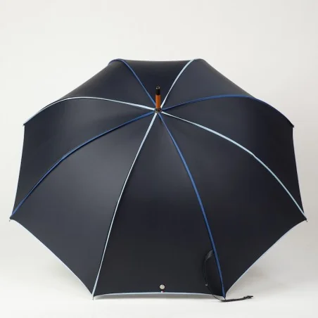Navyblauer Stockschirm mit blauen Farbakzenten, offen
