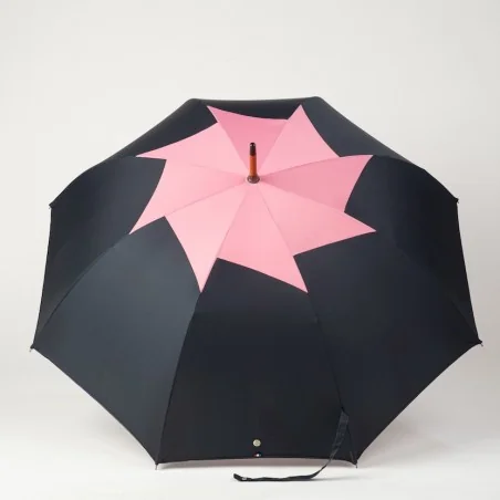 Parapluie canne Bleu marine et Rose, ouvert