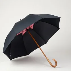 Stockschirm in Marineblau und Rosa, von vorne geöffnet