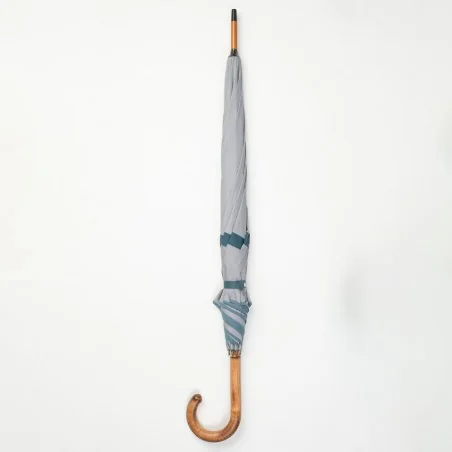 Grey and Blue Walking Umbrella, closed