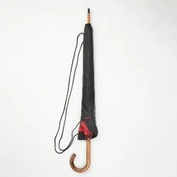 Parapluie canne Noir et Rouge aux Nœuds Ecossais, dans sa housse