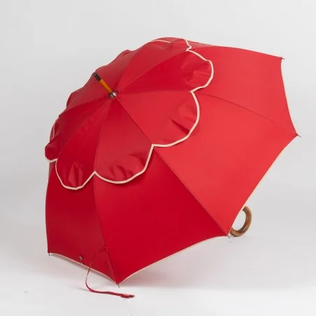 Parapluie anti-retournement Rouge Deauville, ouvert de coté