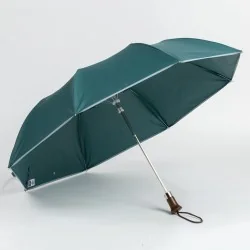 Green folding umbrella, opens from the front