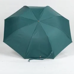 green folding umbrella, open
