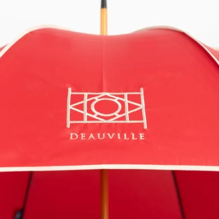 Stockschirm Deauville mit rotem Griff, Detailansicht