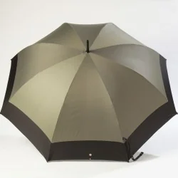 Khaki golf umbrella, open