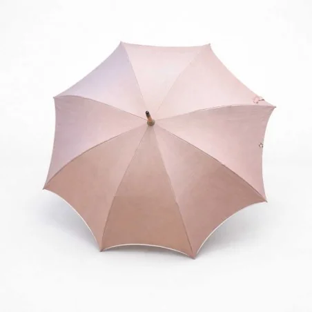 Ombrelle rose chic anti UV biais beige, de face