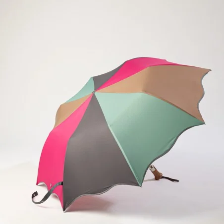 multicoloured folding umbrella opened sideways